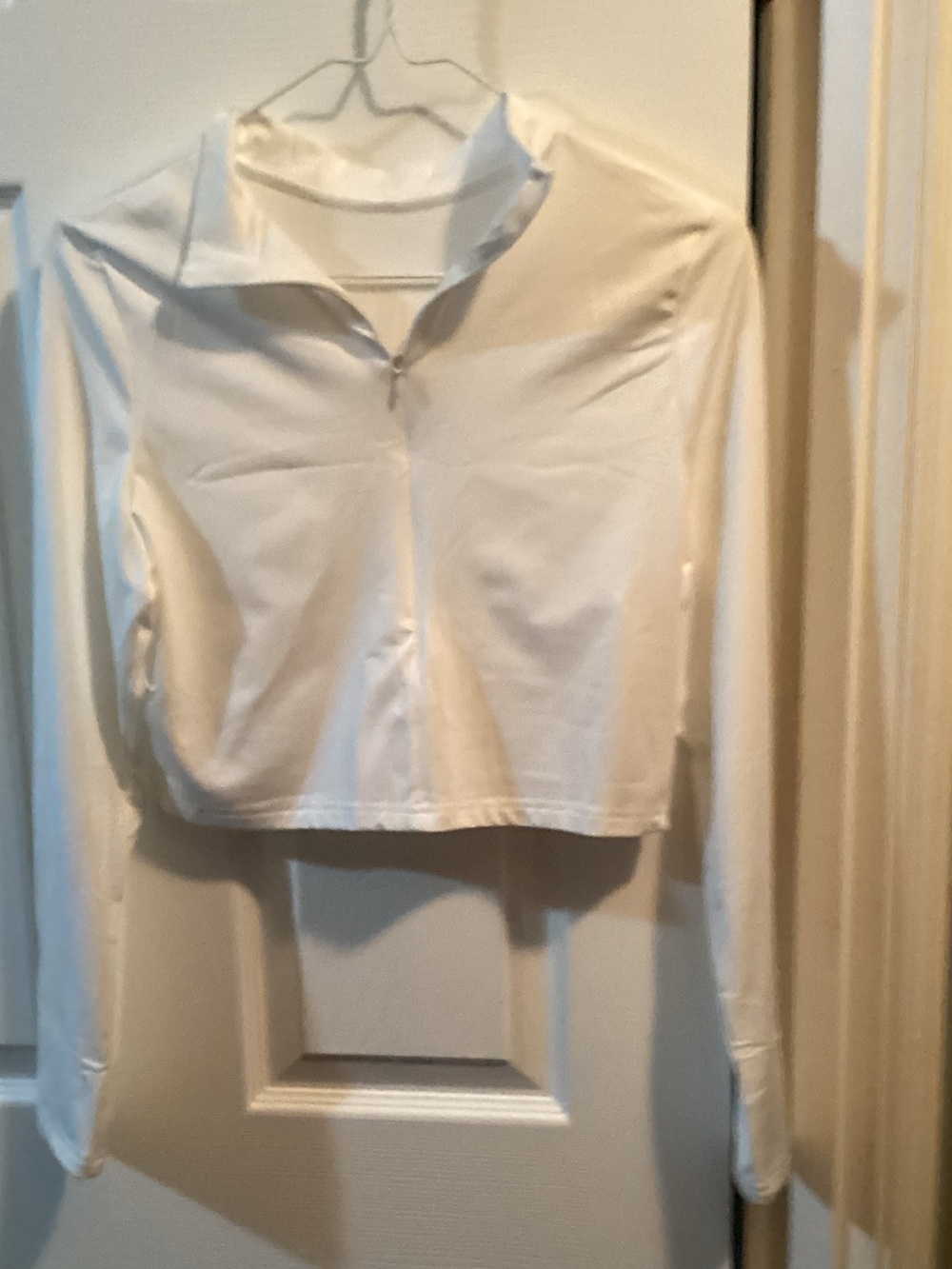 Cropped White Zip-Front Women's Top